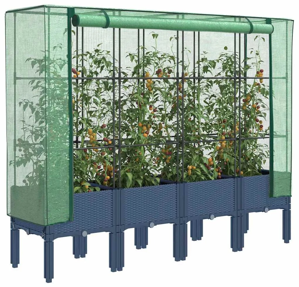 vidaXL Canteiro elevado com cobertura de estufa aspeto de vime