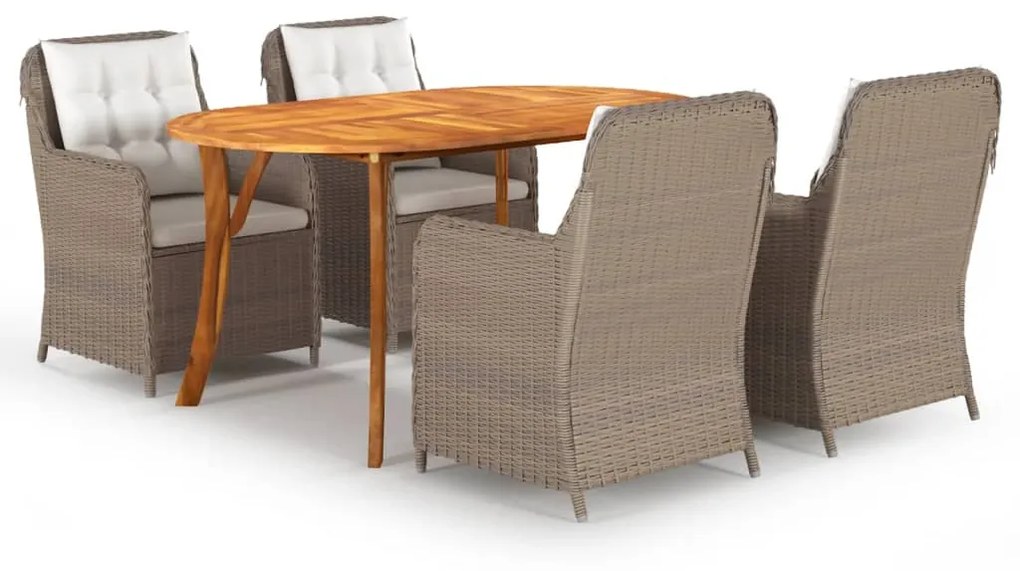 vidaXL 5 pcs conjunto de jantar para jardim castanho