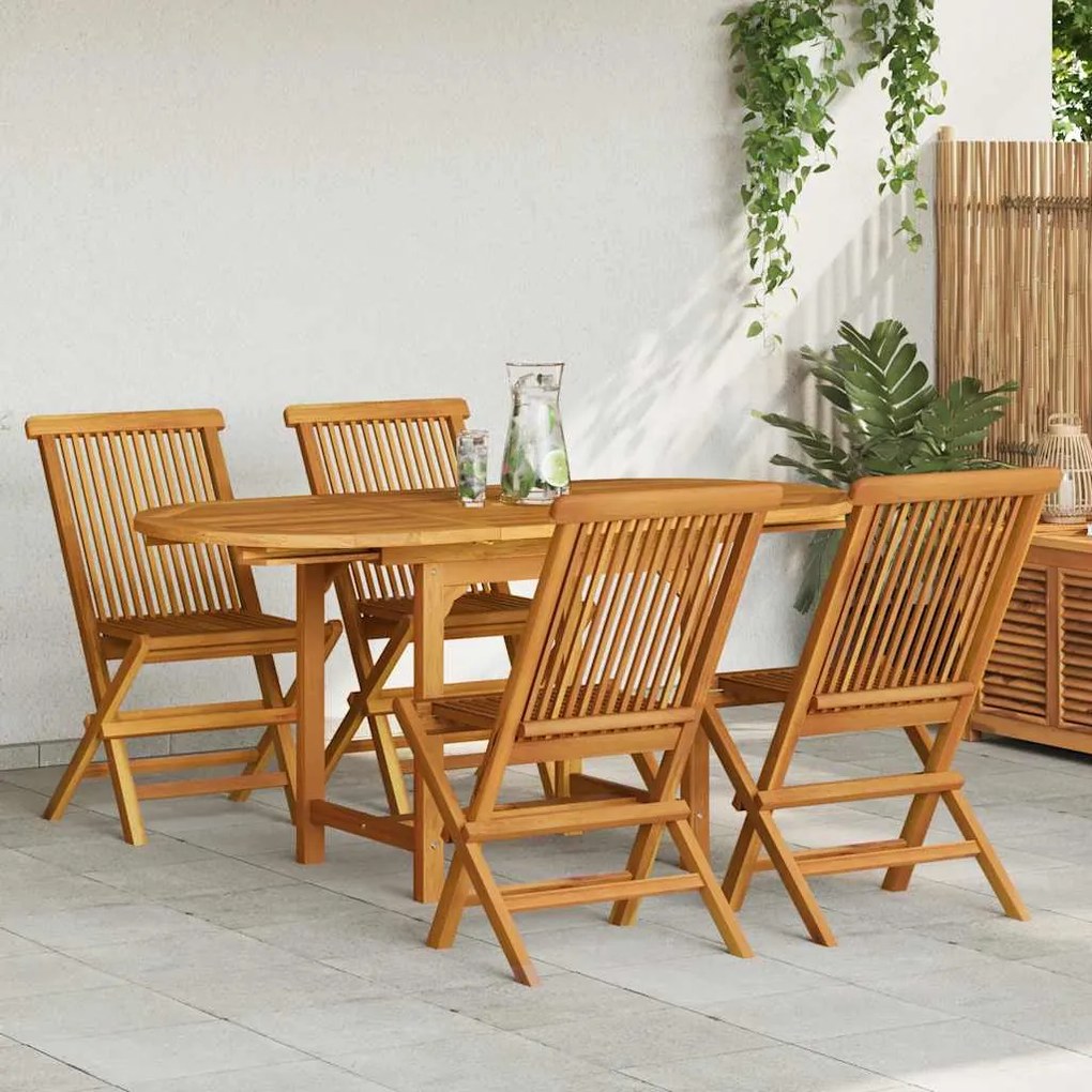 vidaXL 5 pcs conjunto de jantar p/ jardim madeira de teca maciça