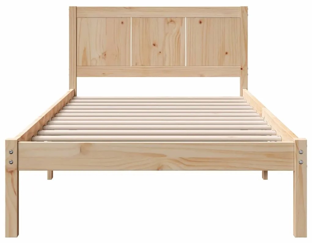 Estrutura de Cama Solteiro em Madeira de Pinho Natural