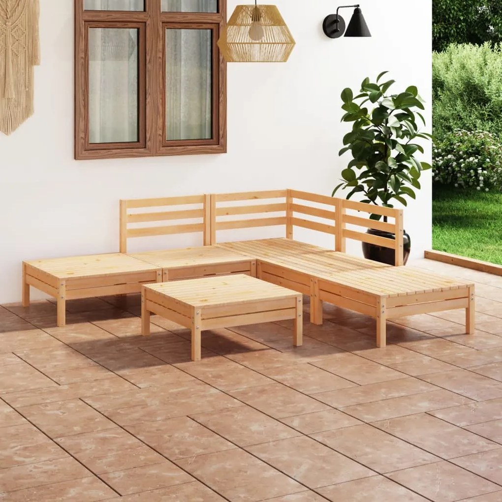vidaXL 6 pcs conjunto lounge de jardim pinho maciço