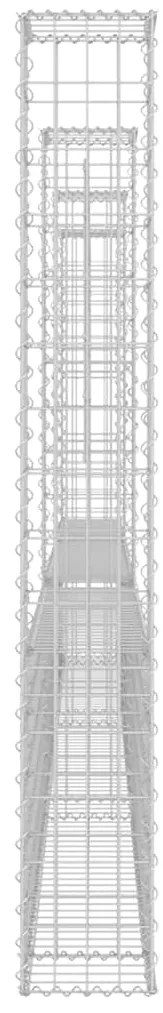 Cesto gabião em forma de U c/ 4 postes 380x20x150 cm ferro