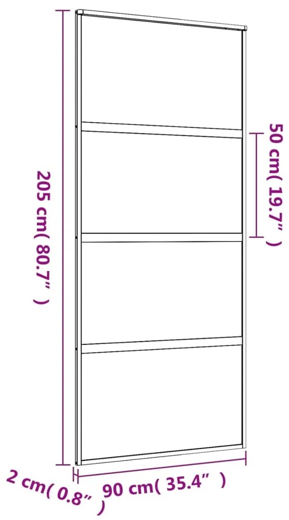 Porta deslizante 90x205 cm vidro ESG fosco/alumínio dourado