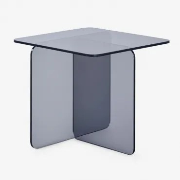 Mesa Lateral Quadrada 50x50 Cm Em Vidro Temperado Eliana Preto - Sklum