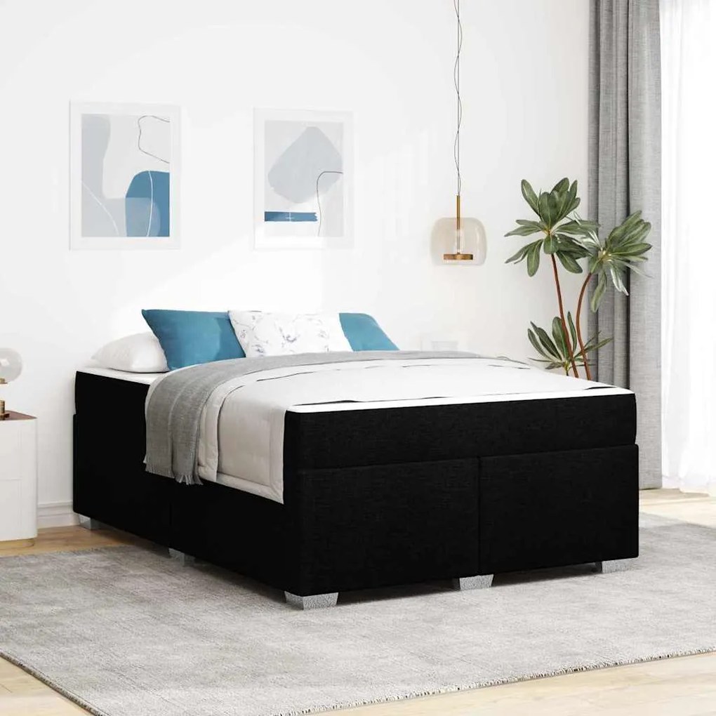 vidaXL Estrutura da Cama com colchão Preto 160 x 200 cm tecido