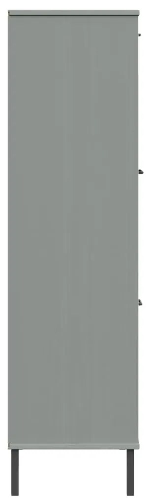 Estante c/ pernas metal 95x35x128,5cm madeira maciça OSLO cinza