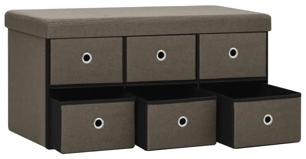 Banco de arrumação dobrável 76x38x38 cm linho falso castanho