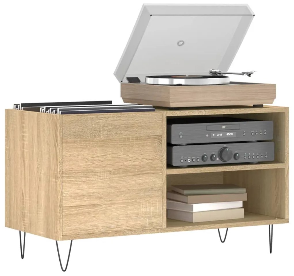 Armário p/ discos 85x38x48 cm deriv. madeira carvalho sonoma