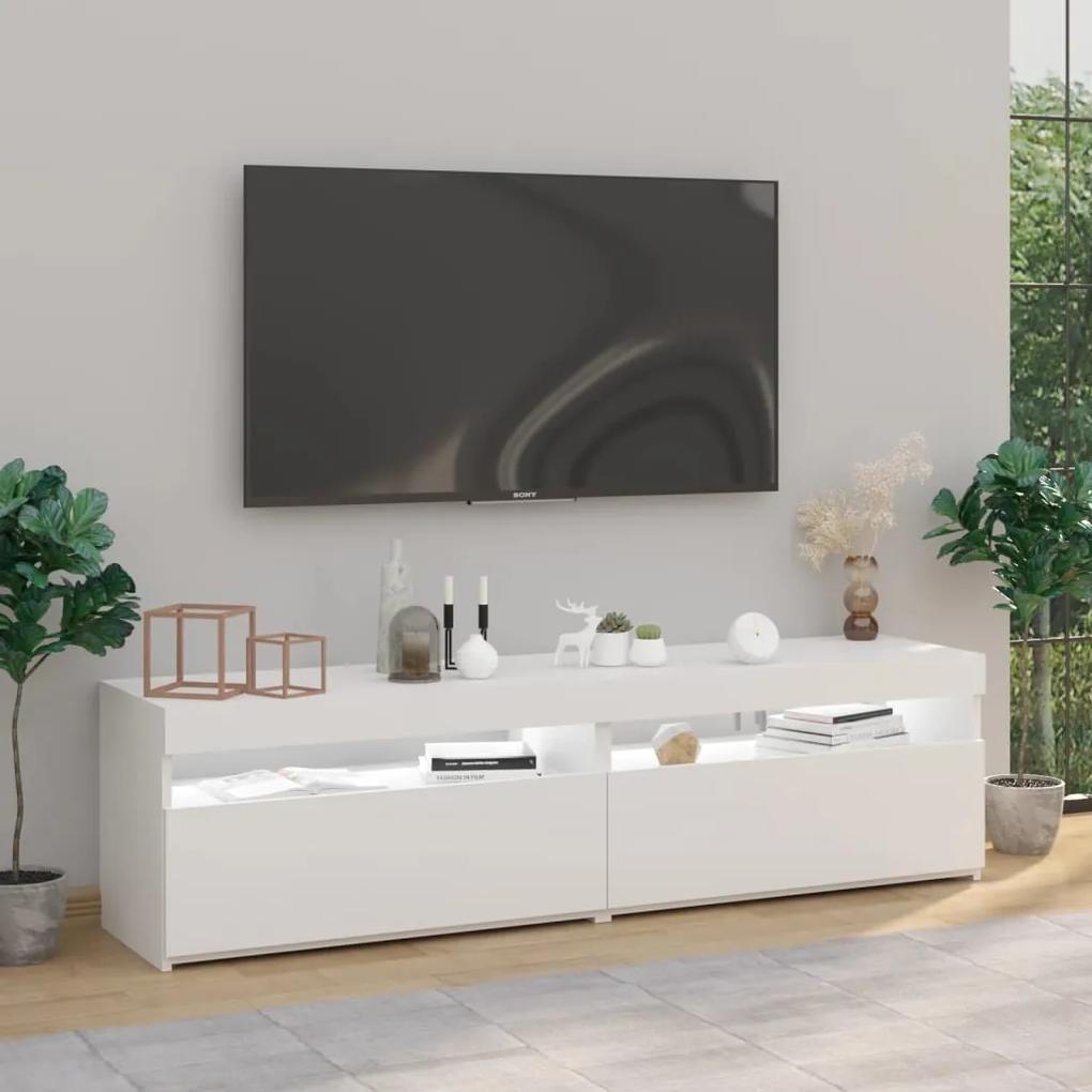 Móveis de TV com luzes LED 2 pcs 75x35x40 cm branco brilhante