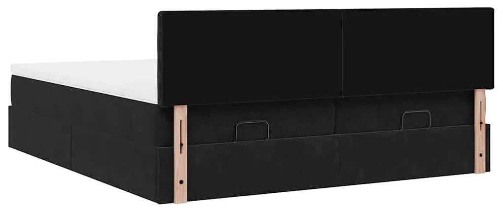 Estrutura de cama otomana com colchões 180x200cm veludo preto