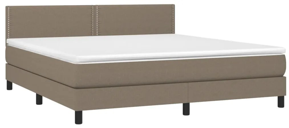 Cama box spring colchão/LED 160x200 cm tecido cinza-acastanhado