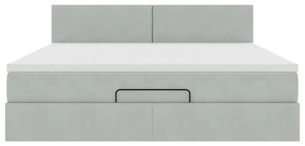 Estrutura de cama otomana com colchão 160x200 cm cinzento claro