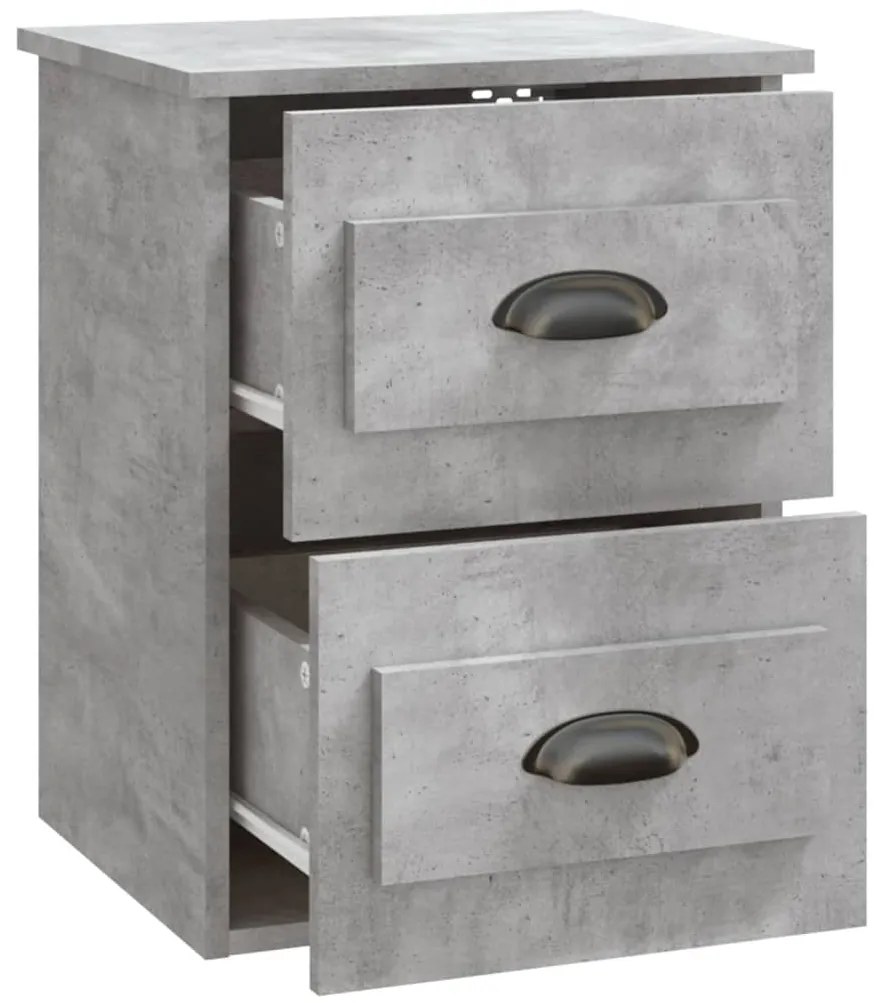Mesas de cabeceira parede 2 pcs 41,5x36x53 cm cinzento cimento