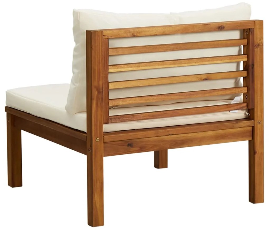 2 pcs conjunto sofás de jardim c/ almofadões branco nata acácia