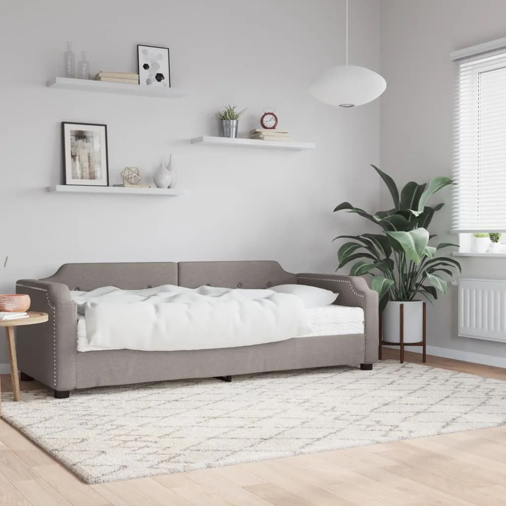 vidaXL Sofá-cama com colchão 90x200 cm tecido cinzento-acastanhado