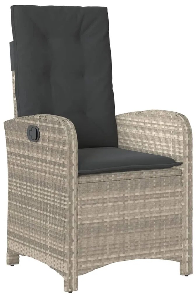 7 pcs conj. jantar p/ jardim c/ almofadões vime PE cinza-claro