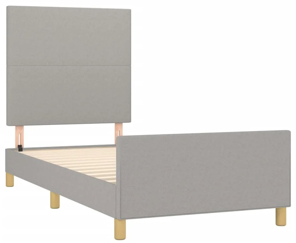 Estrutura de cama sem colchão 90x200 cm tecido cinzento-claro