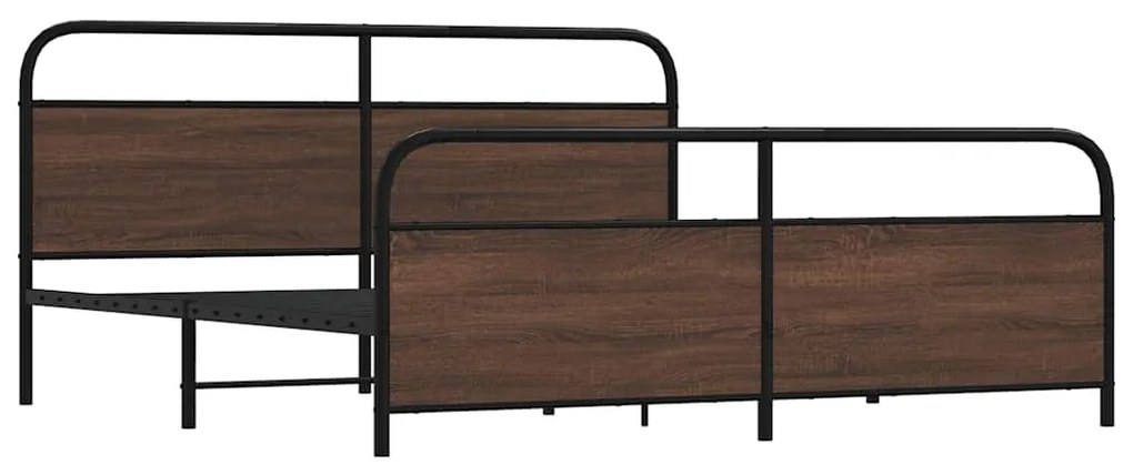 Estrutura cama sem colchão 193x203 cm metal carvalho castanho