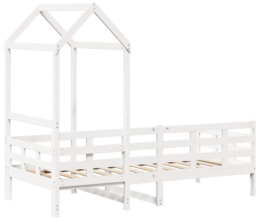 Sofá-cama com telhado 90x200 cm madeira de pinho maciça branco