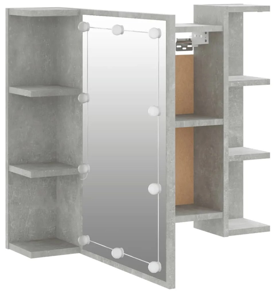 Armário espelhado com LED 70x16,5x60 cm cinzento cimento