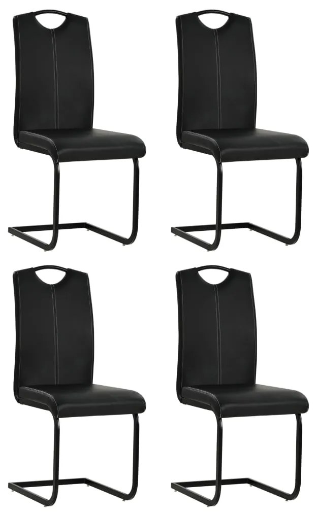 Cadeiras de jantar cantilever 4 pcs couro artificial preto