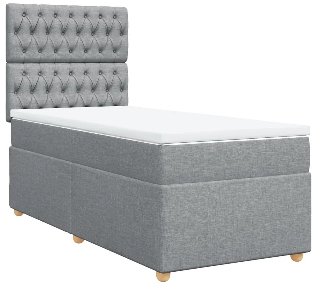 Cama com molas/colchão 80x200 cm tecido cinza-claro