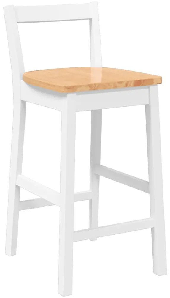 Bancos de bar 2 pcs madeira de seringueira maciça branco