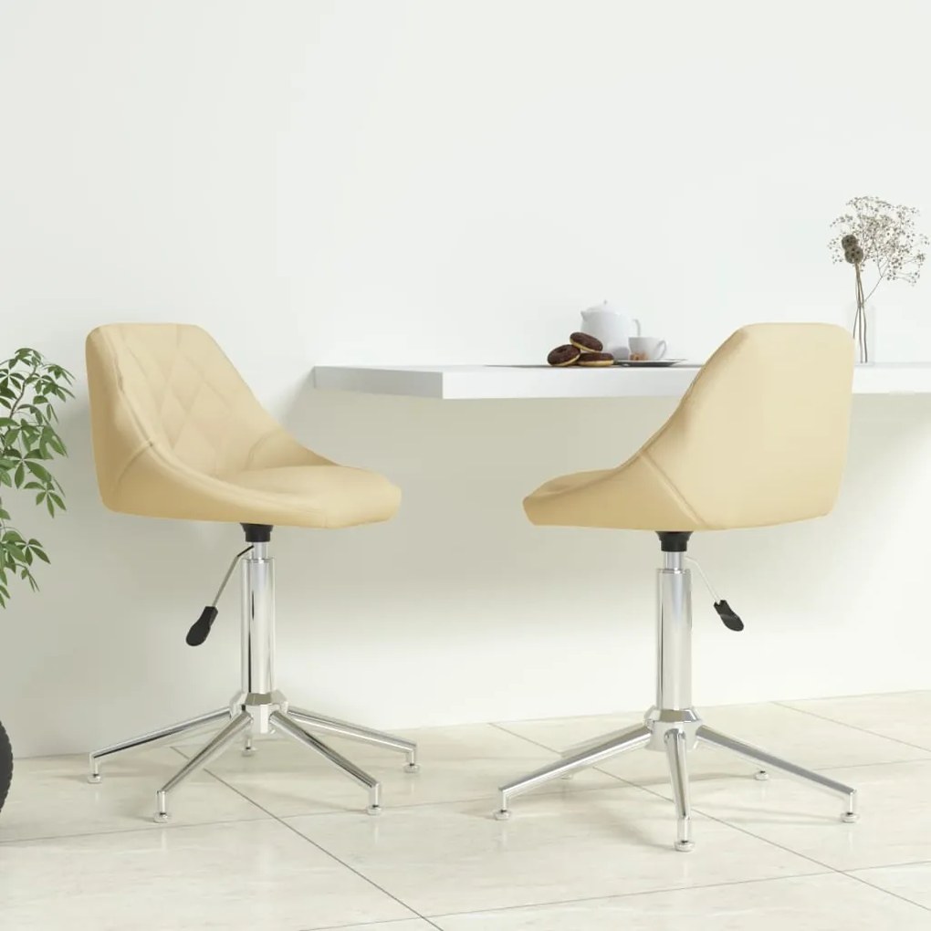 vidaXL Cadeiras de jantar giratórias 2 pcs couro artificial cor creme