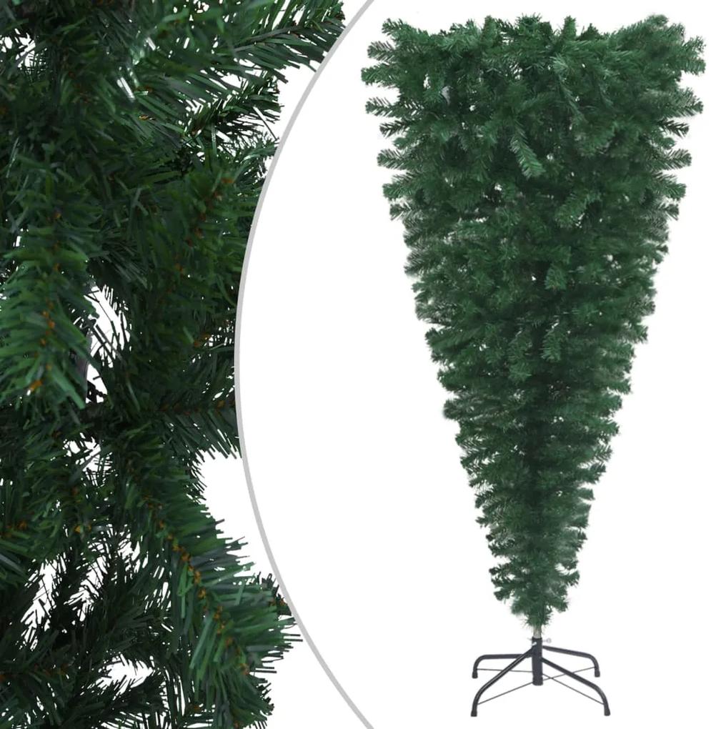 329175 vidaXL Árvore de Natal artificial invertida com suporte 210 cm verde