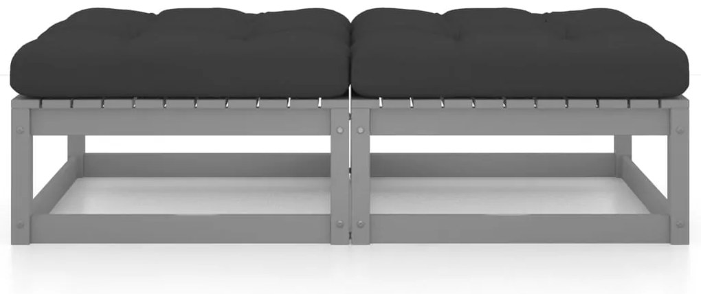 Apoio de pés para jardim com almofadões 2 pcs pinho maciço