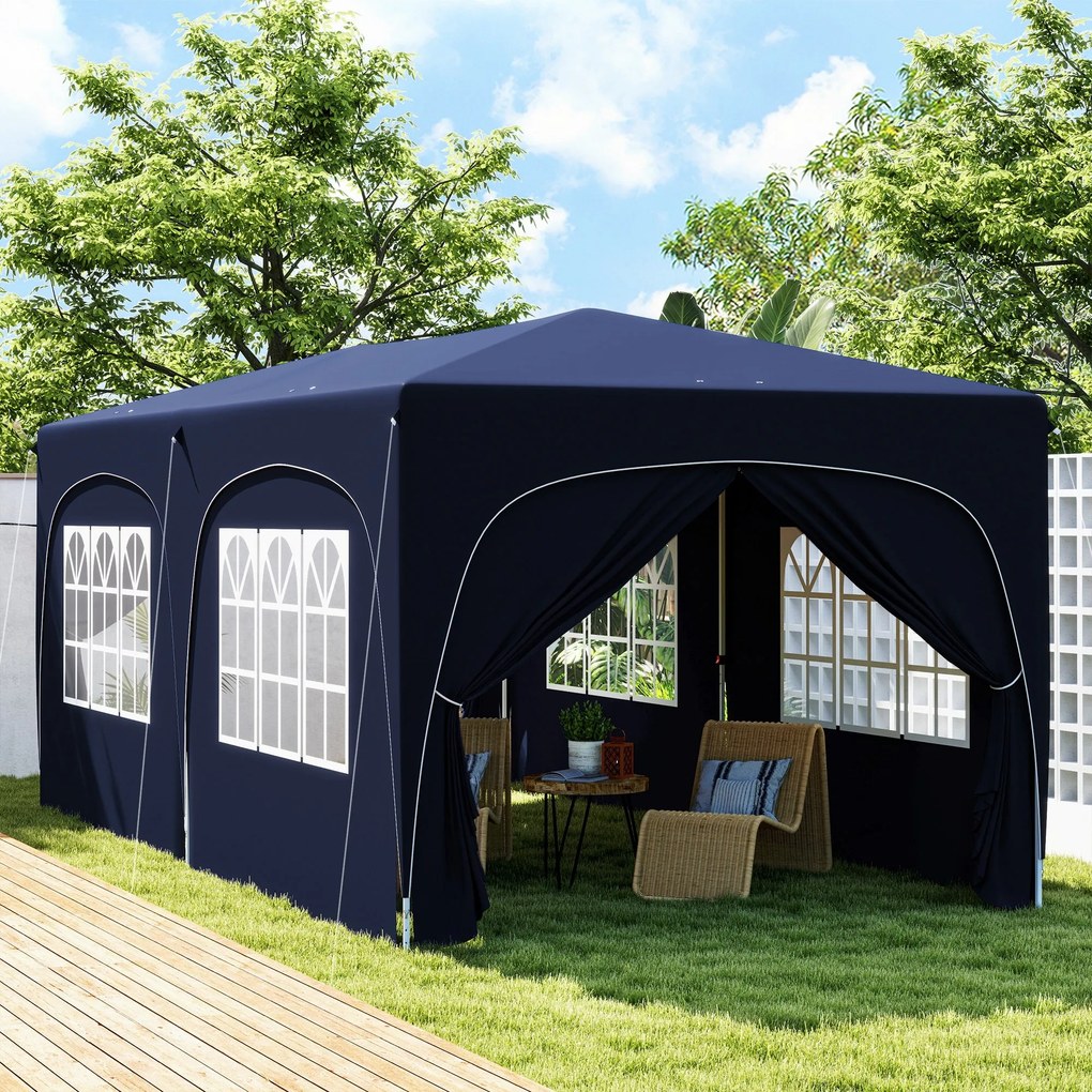 Tenda Dobrável tenda 3x6 m com Painéis Laterais UPF50+ Tenda de Jardim