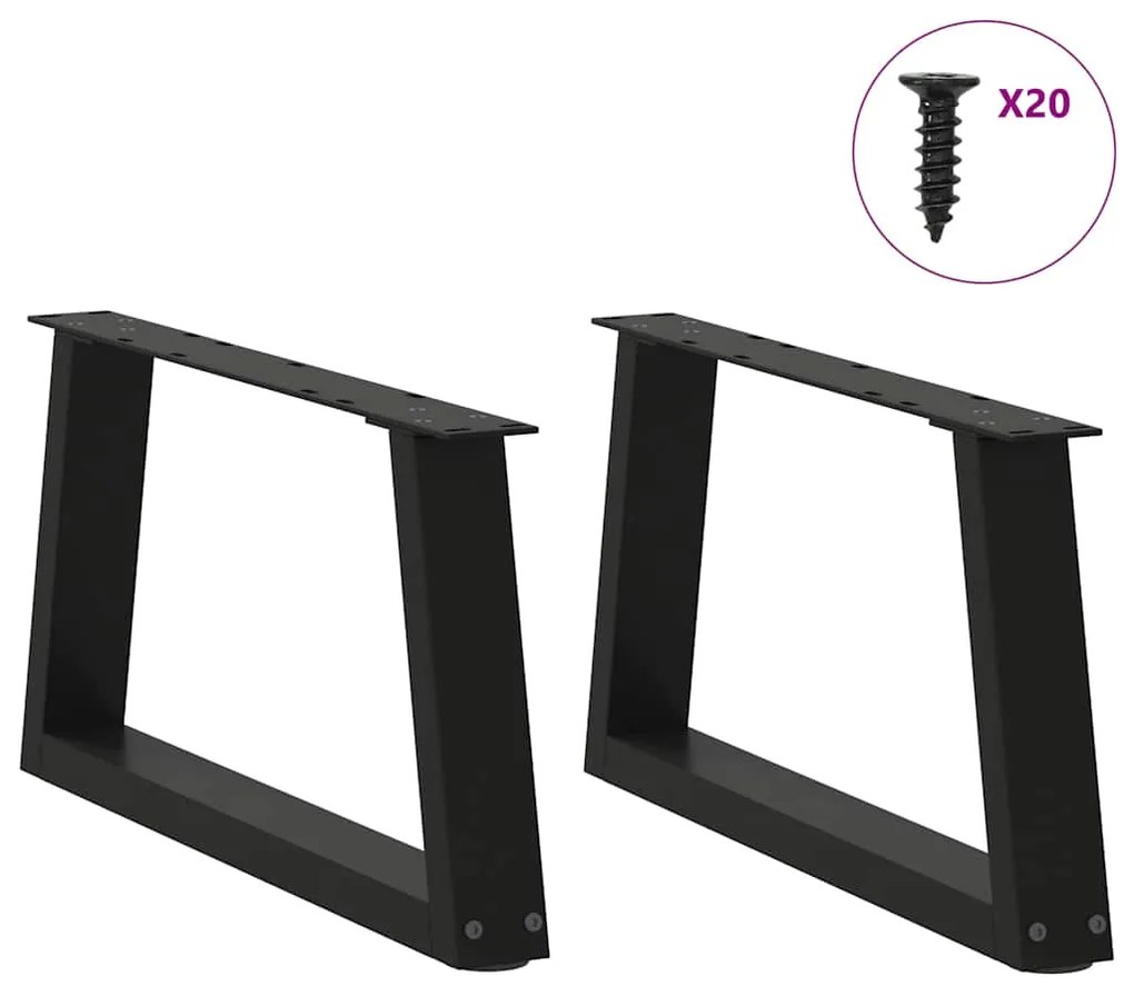 Mesa de jantar pernas 2 pcs forma de V 50x(30-31,3)cm aço preto