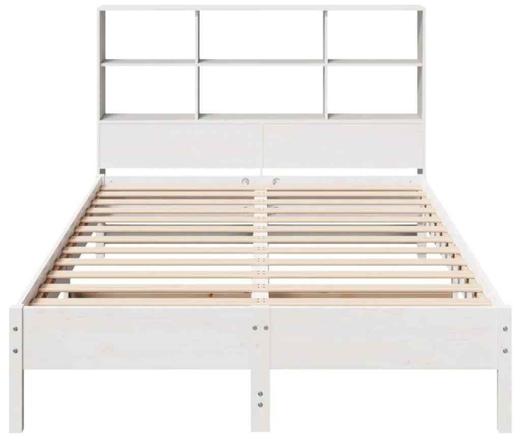 Cama com estante sem colchão 120x190 cm pinho maciço branco