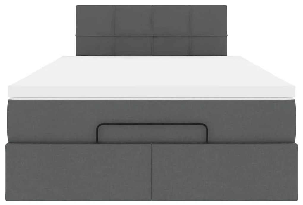 Cama otomana com colchão 120x190 cm tecido cinzento escuro