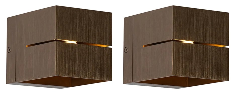 Conjunto de 2 Apliques Inteligentes Bronze Escuro 9,7 cm Incl. Wifi G9 - Transfer Groove