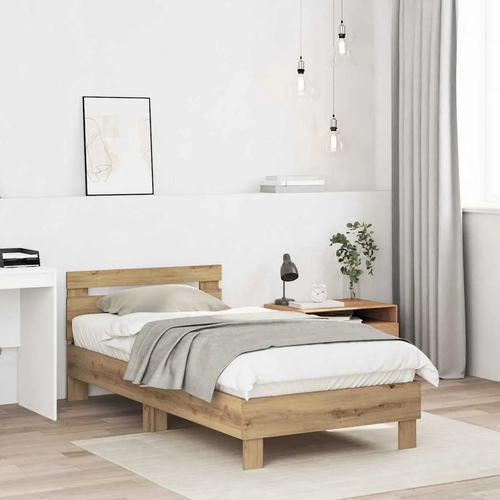 Cama de Madeira Carvalho Artisan da , 90 x 190 cm, Feita de Madeira de