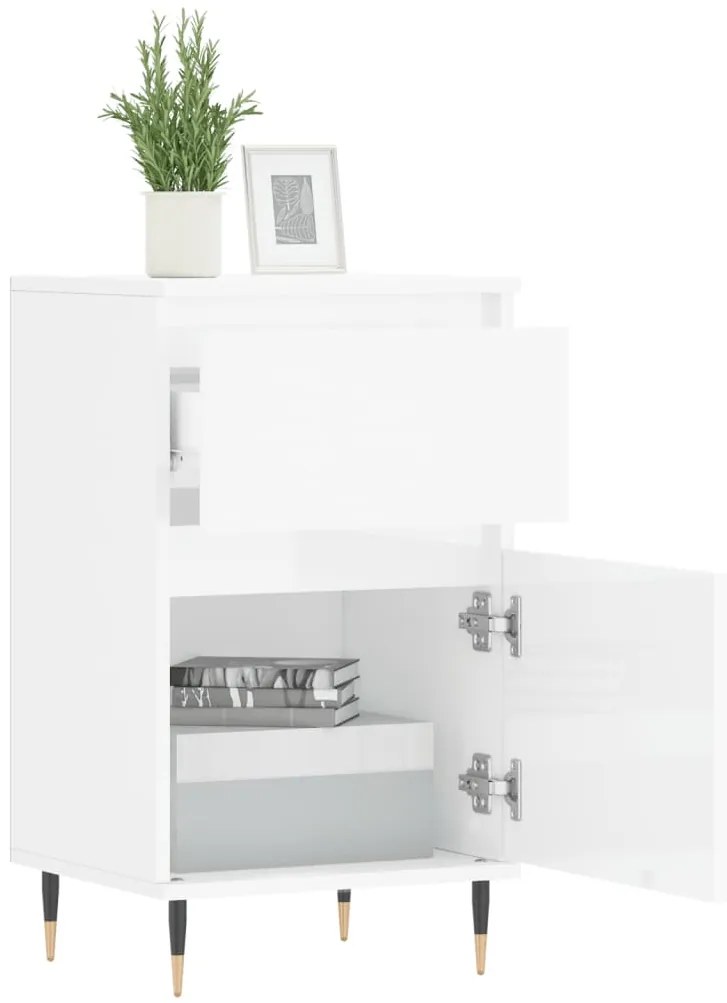 Aparadores 2 pcs 40x35x70 cm deriv. de madeira branco brilhante