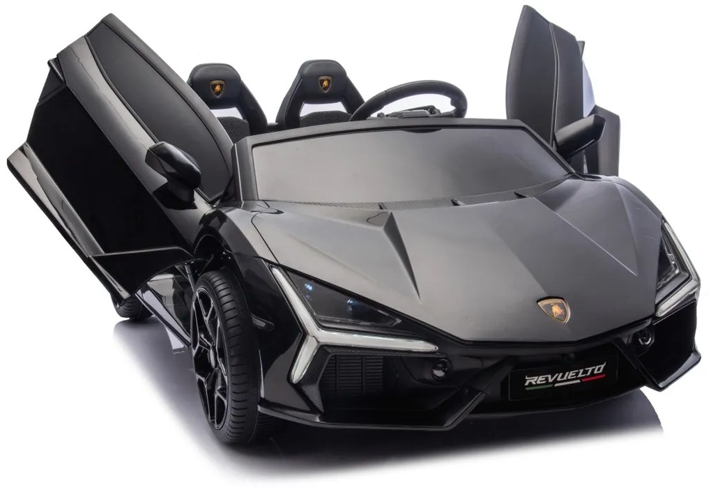 Carro elétrico para Crianças 2 Lugares Lamborghini Revuelto XL 24V 4x4 Rodas Espuma EVA, Assento Couro ecológico Preto