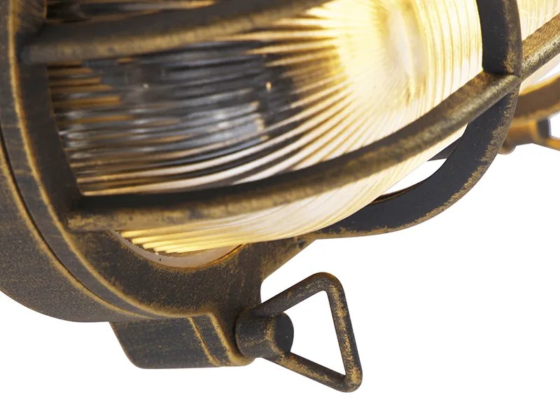 Candeeiro de parede e teto dourado/latão oval IP44 - Noutica