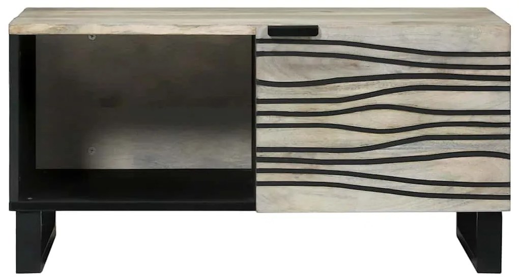 Mesa de centro com prateleira com armazenamento com porta Branco, Pret