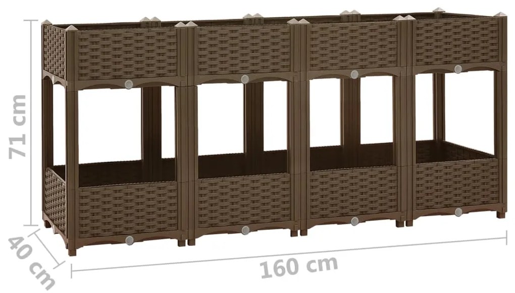 Canteiro elevado 160x40x71 cm polipropileno