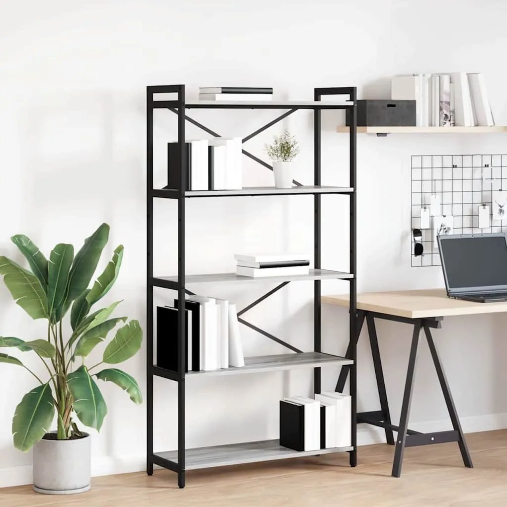 vidaXL Estante Sonoma cinzento 80 x 30 x 155 cm Madeira processada