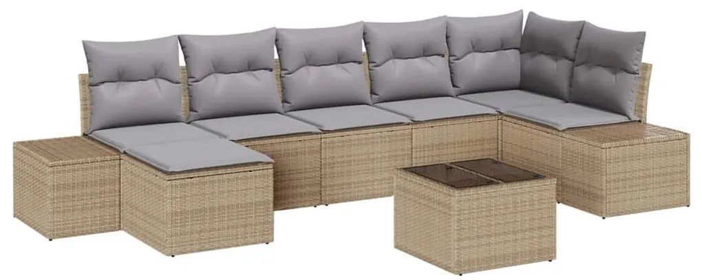 Conjunto de Sofá de Jardim de 8 Peças com Almofadas Pretas em Polyratt