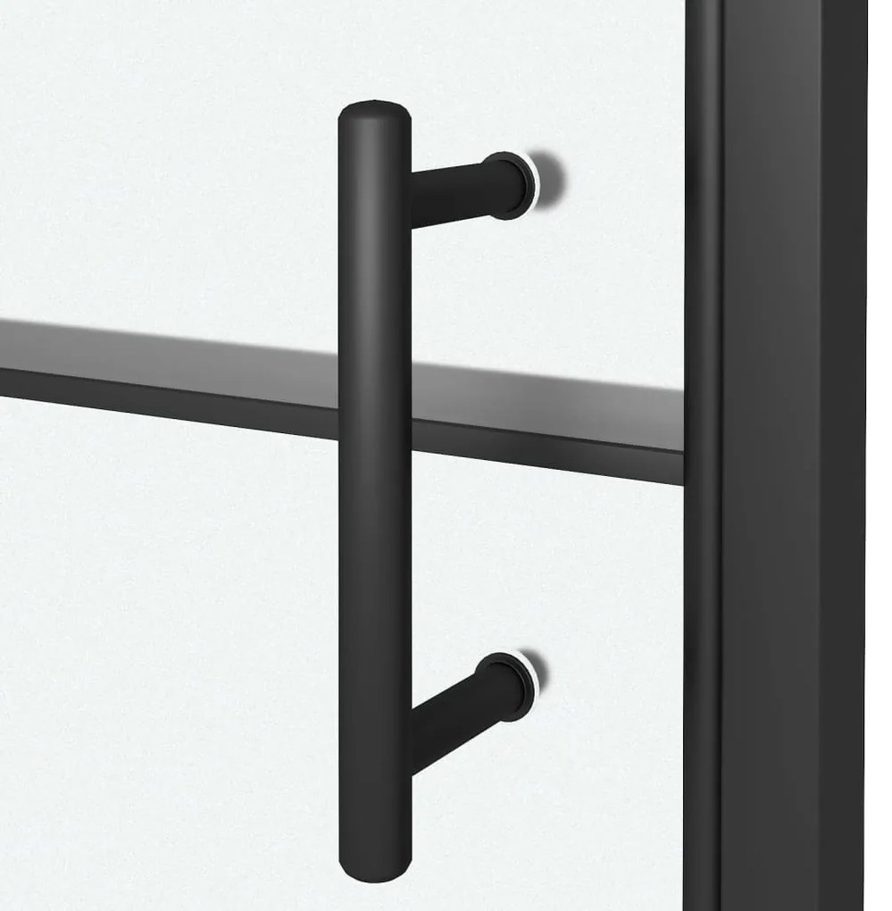 Porta de chuveiro meio vidro fosco temperado 81x195 cm preto