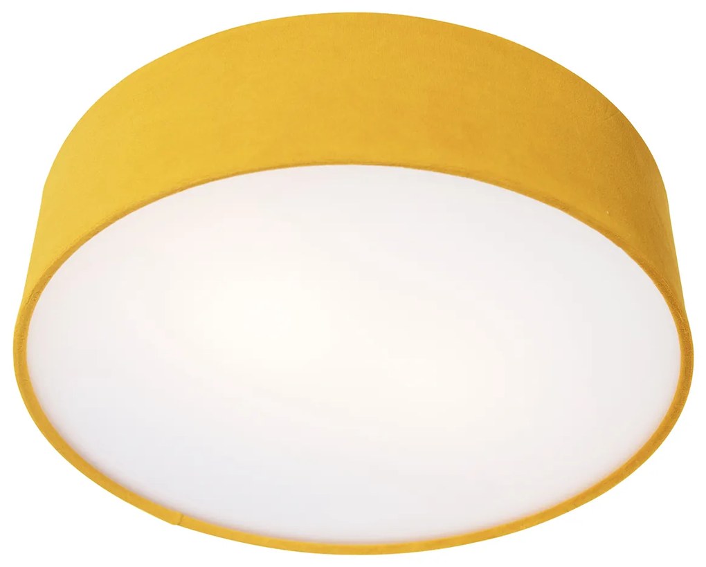 Candeeiro de teto moderno ocre 40 cm com interior dourado - Drum Moderno