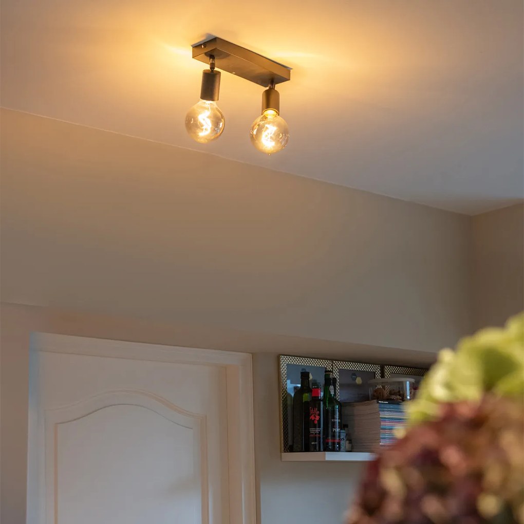 Foco moderno preto retangular 2 luzes - Facil