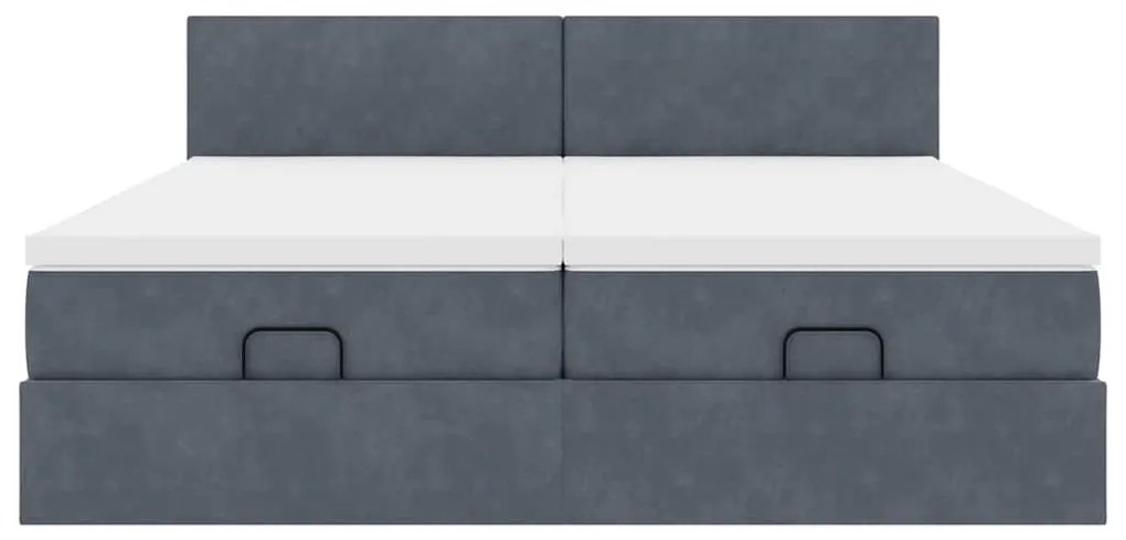 Estrutura cama otomana colchões 180x200 cm cinzento escuro