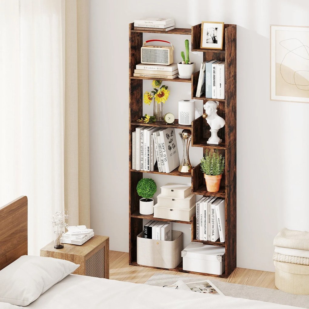 Estante para livros com 6 prateleiras aberta 69 x 22 x 163 cm Castanho rústico