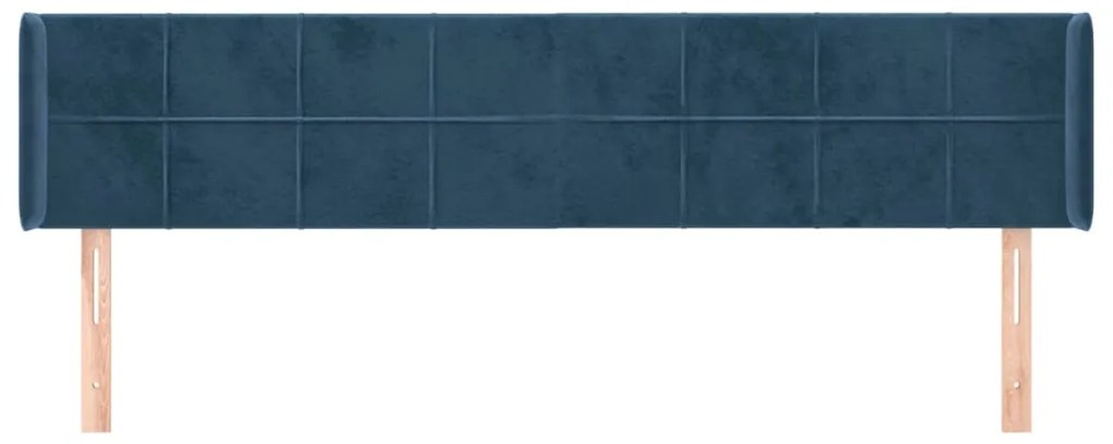 Cabeceira de cama c/ abas tecido 183x16x78/88cm azul-escuro