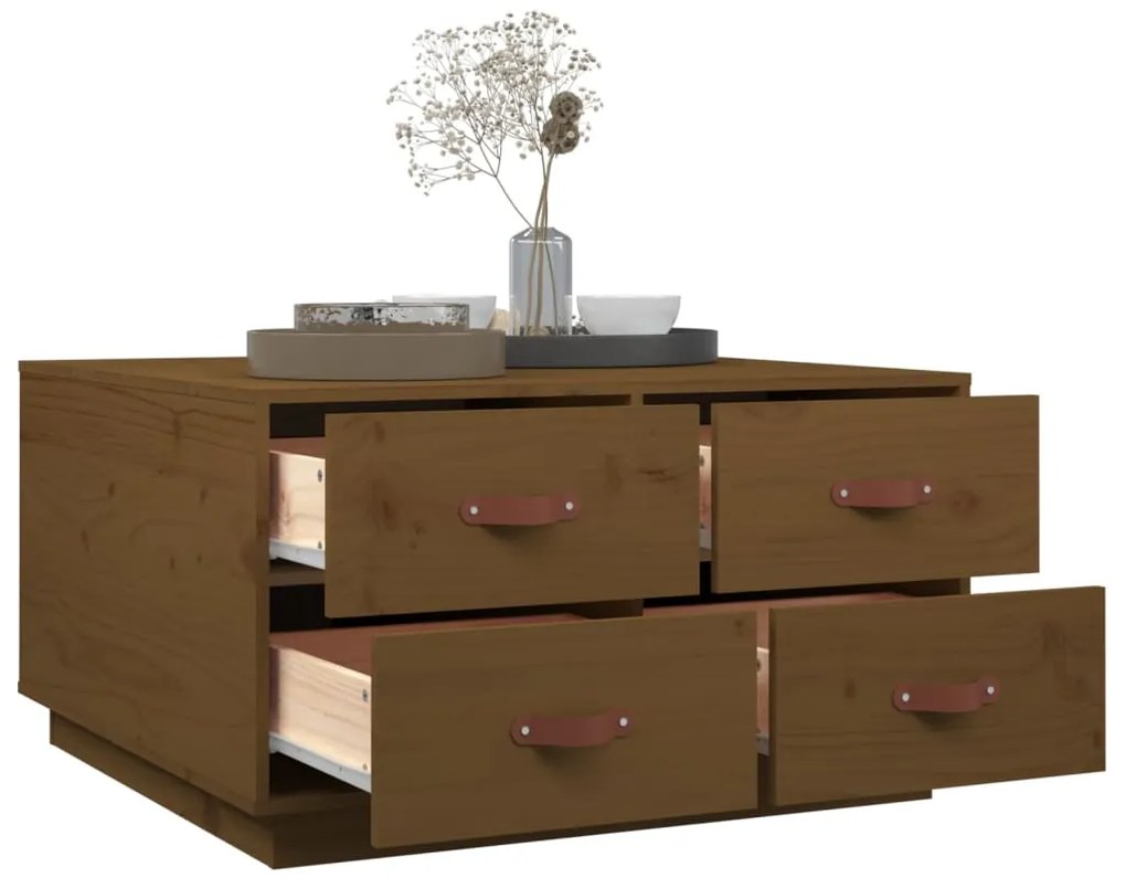 Mesa de centro 80x80x45 cm pinho maciço castanho mel